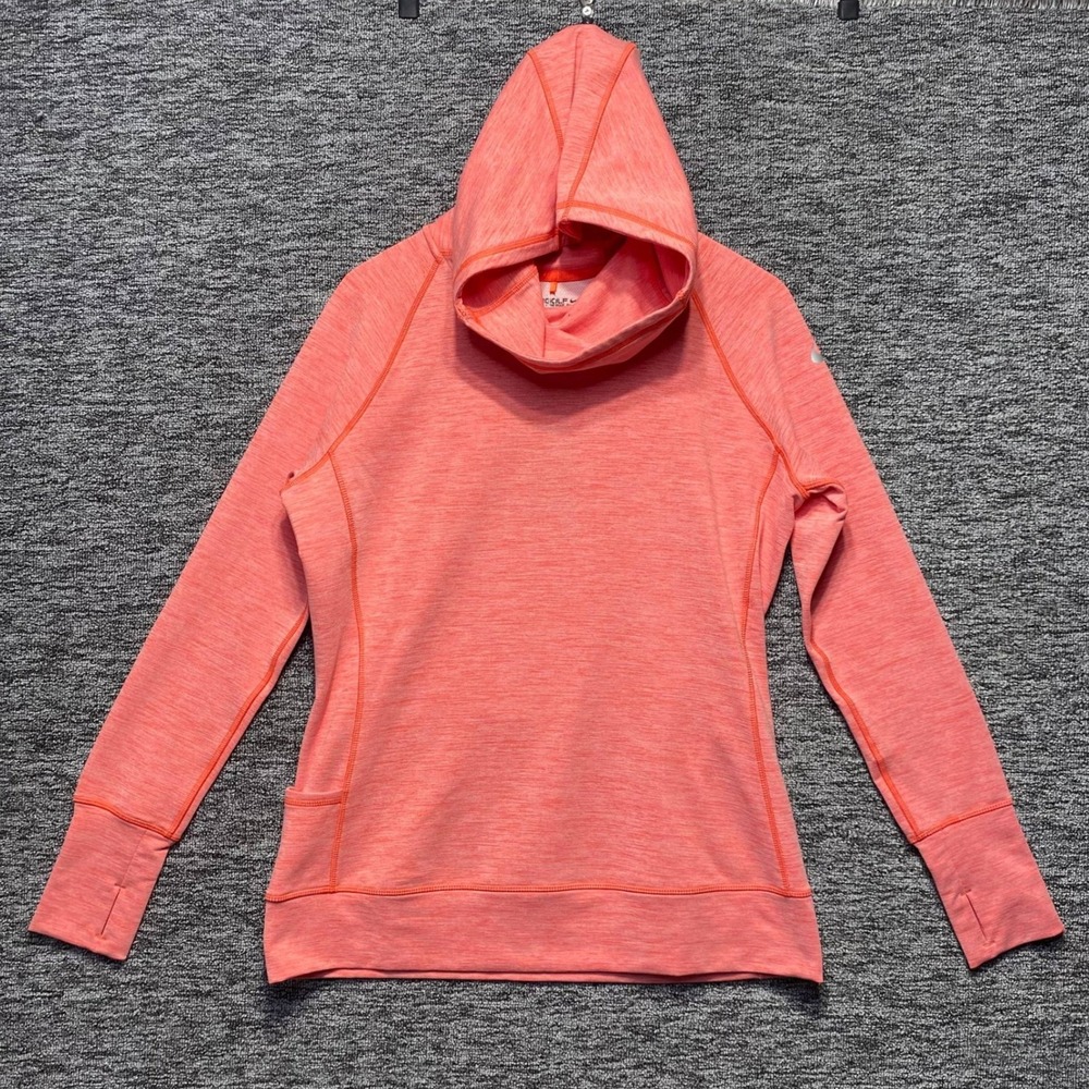 Nike Golf Bunker Hoodie Womens Large Orange Dri Fit Pullover Funnel Neck